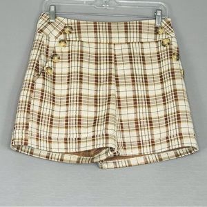 Winter Short Wheat Plaid Print SZ S/M